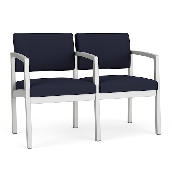 Lesro Lenox Steel 2 Seater with Center Arm, Navy/Midnight Seat, Navy/Midnight Back, 43.5 W 24.5 L 32 H LS2103 - main